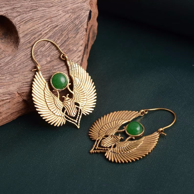 "Khepri" Winged Scarab Earrings