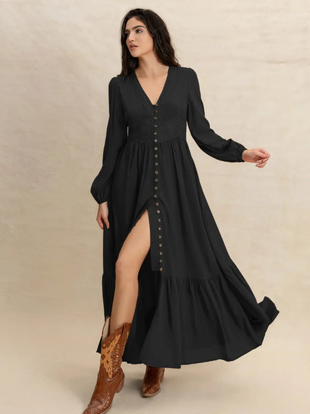 Twilight Whispers V-Neck Dress