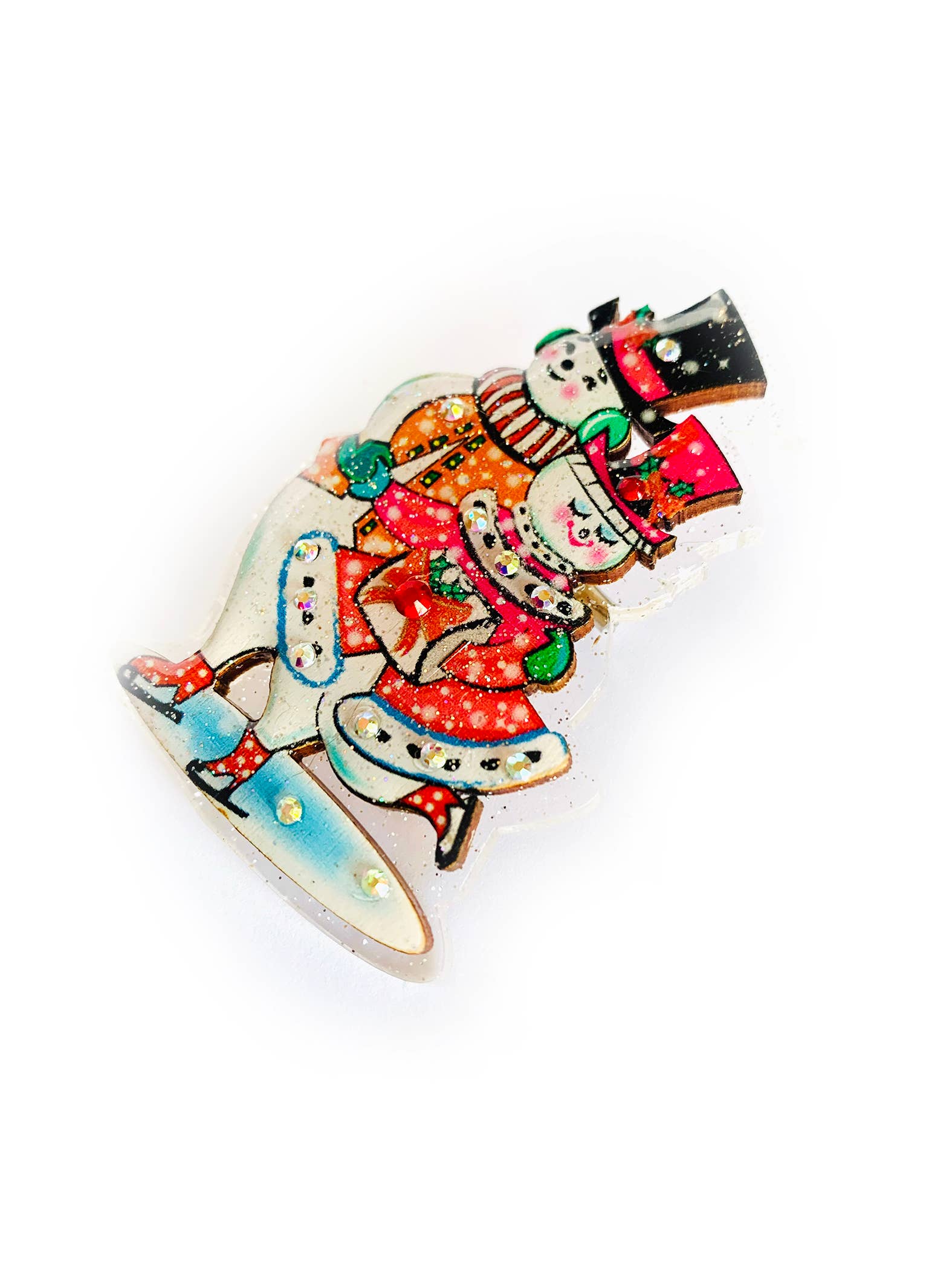 Retro Dancing Snowman Brooch by Rosie Rose Parker-1