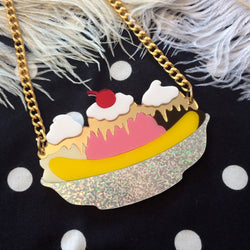 Banana Split Sundae Acrylic Necklace-3 width=100 