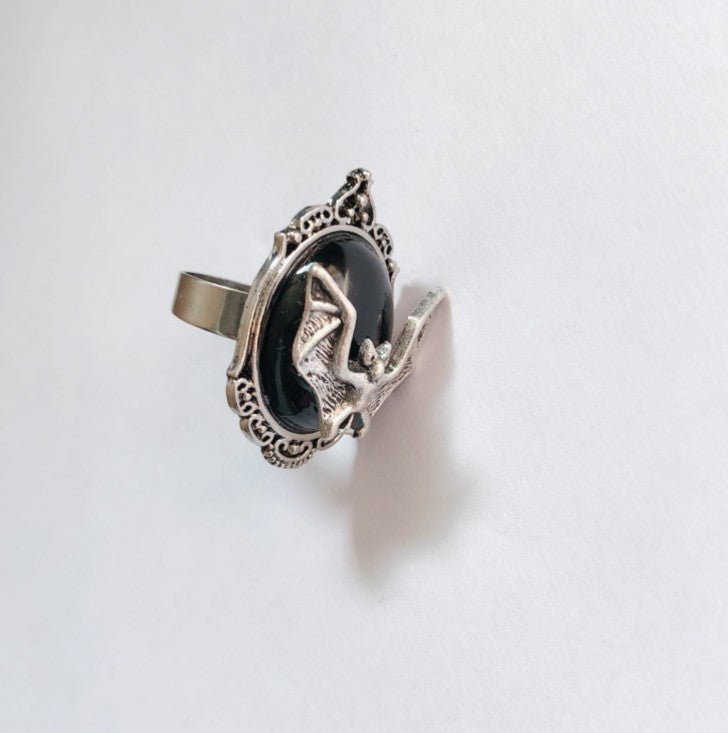 Enchanted Bat Black Gem Ring
