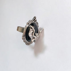 Enchanted Bat Black Gem Ring width=100 