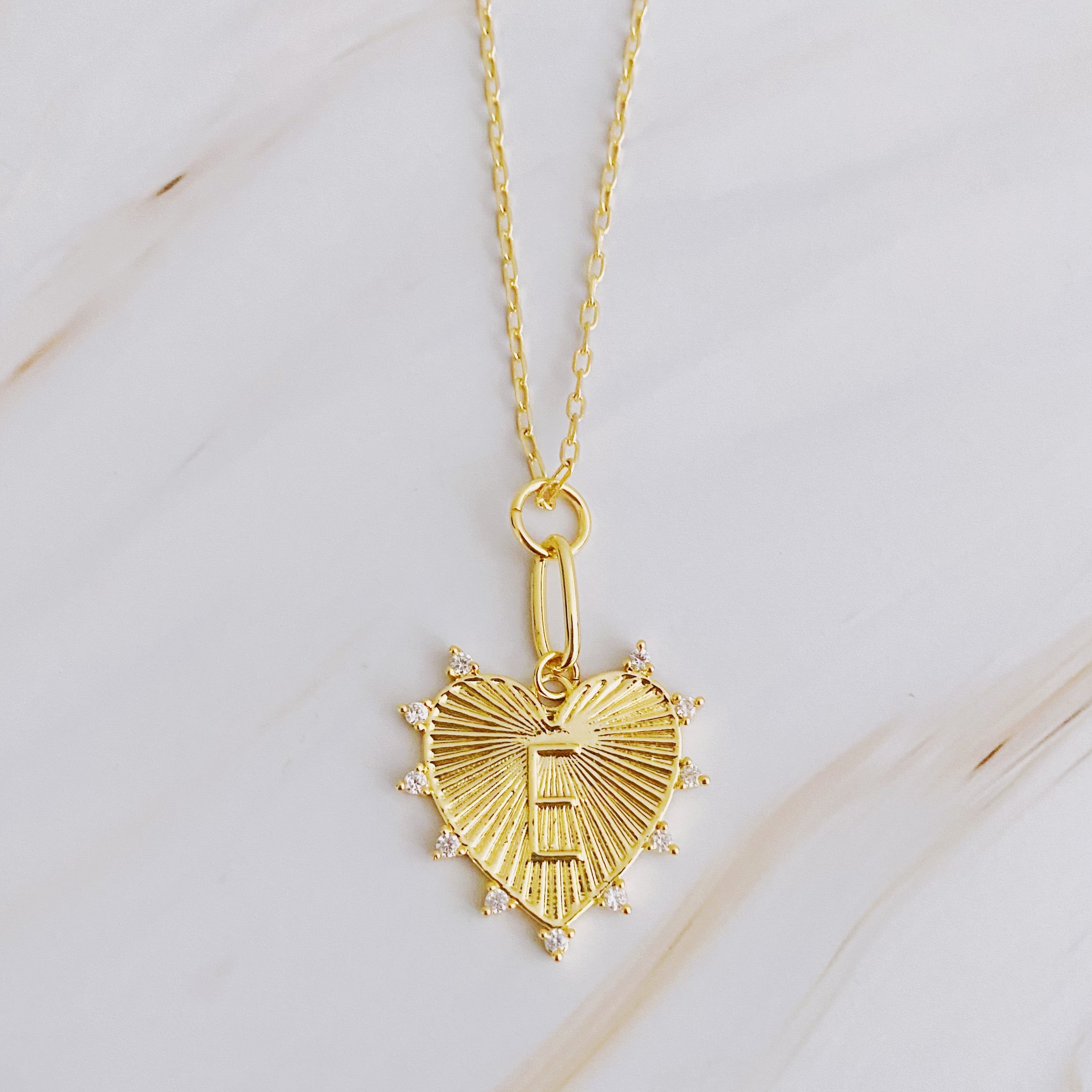 Clip Hanging Initial Heart Necklace-9