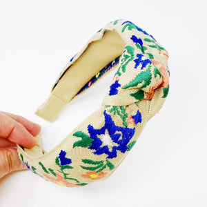 French Floral Embroidered Headband-1