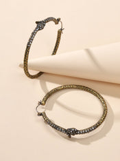 Punk Vintage Rhinestone Antique Gold Snake Big Hoop Earrings Hip Hop Jewellery-4 width=100 