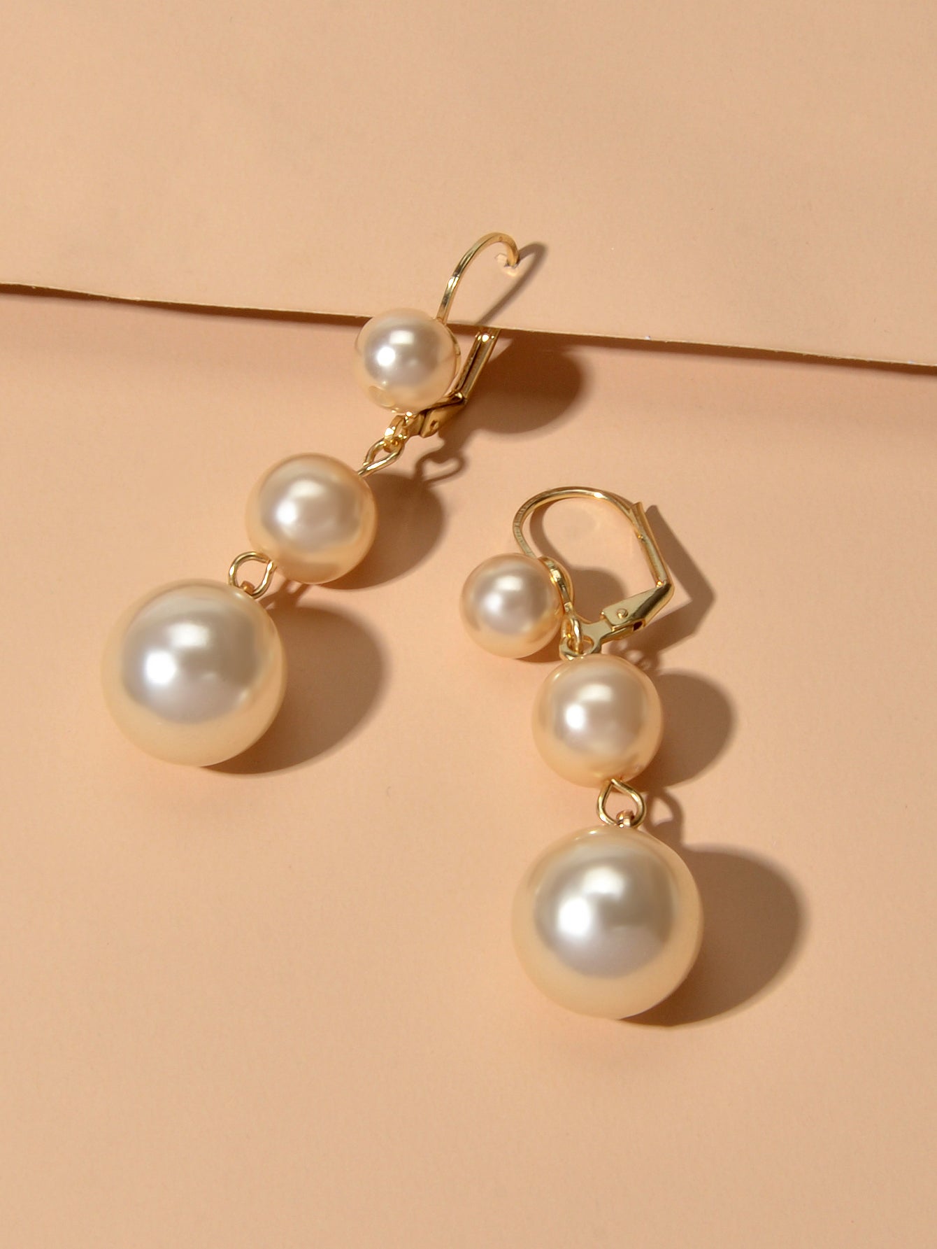 Faux Pearl Long Dangle Hoop Textured Earrings Wedding Party Retro Jewellery Gift-4