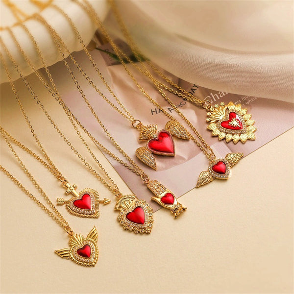 Golden Wings Heart Necklace
