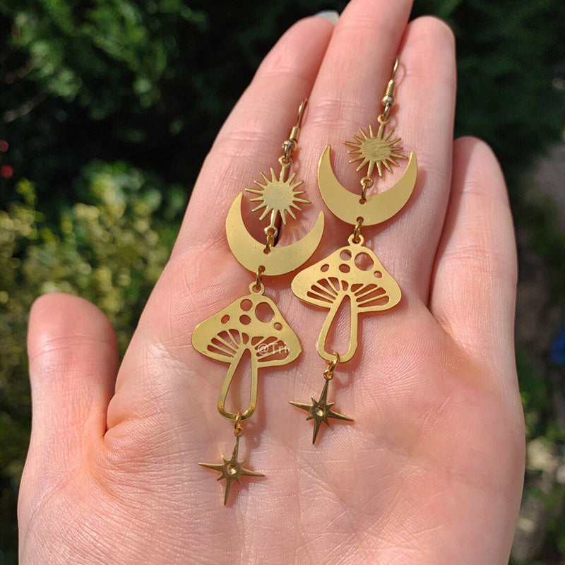 Golden Grove Mushroom Earrings