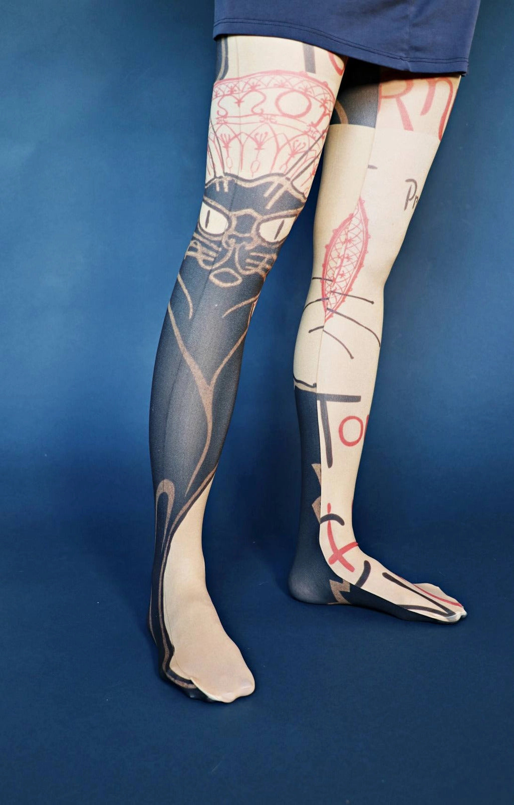 "The Black Cat" Printed Cat Tights