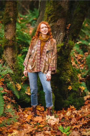 "Dream Weaver" Cropped Bamboo Kimono Cardigan with Zodiac