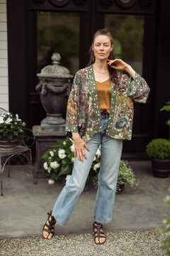 "Love Grows Wild" Bamboo Cropped Kimono