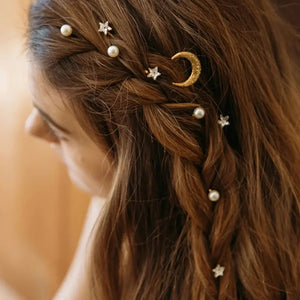 "Rennala" Moon, Stars, Pearls Bobby Pin Set