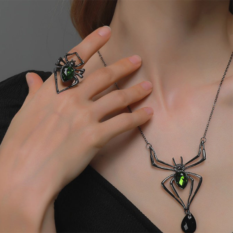 Spider Necklace Earrings Set