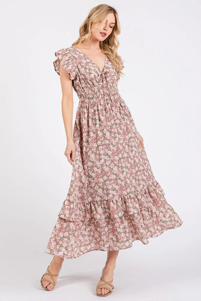 Faded Blossom Midi Dress
