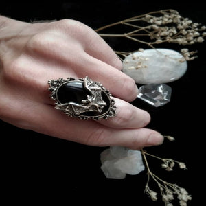 Enchanted Bat Black Gem Ring