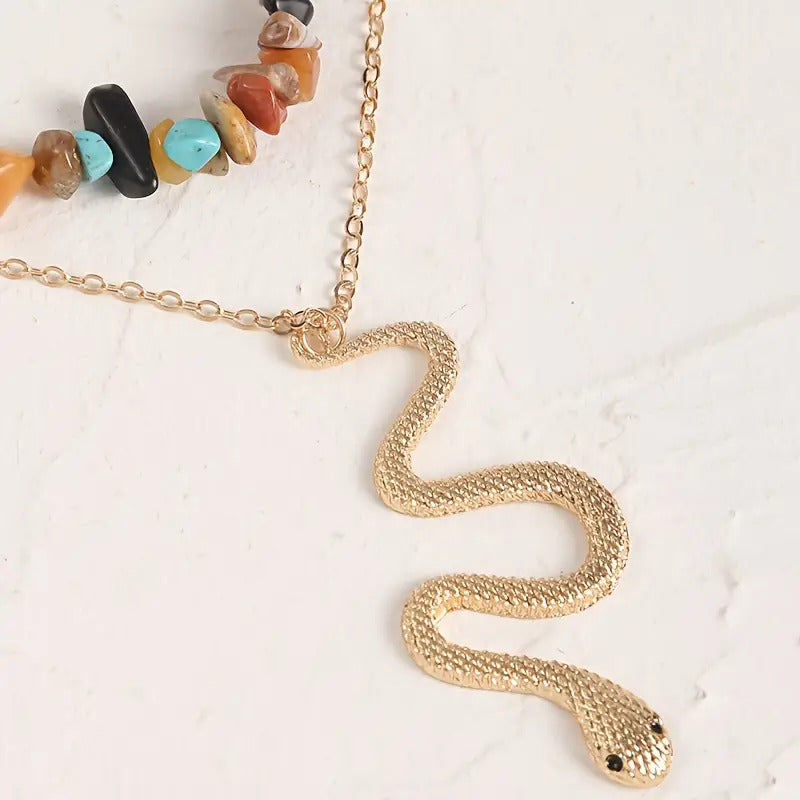 "Ariadne" Snake and Stones Necklace