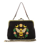 Midnight Moon Bee Vintage-Style Kisslock Handbag - BLACK-0
