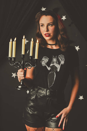 Mind Your Head Fitted Tee in Black-2