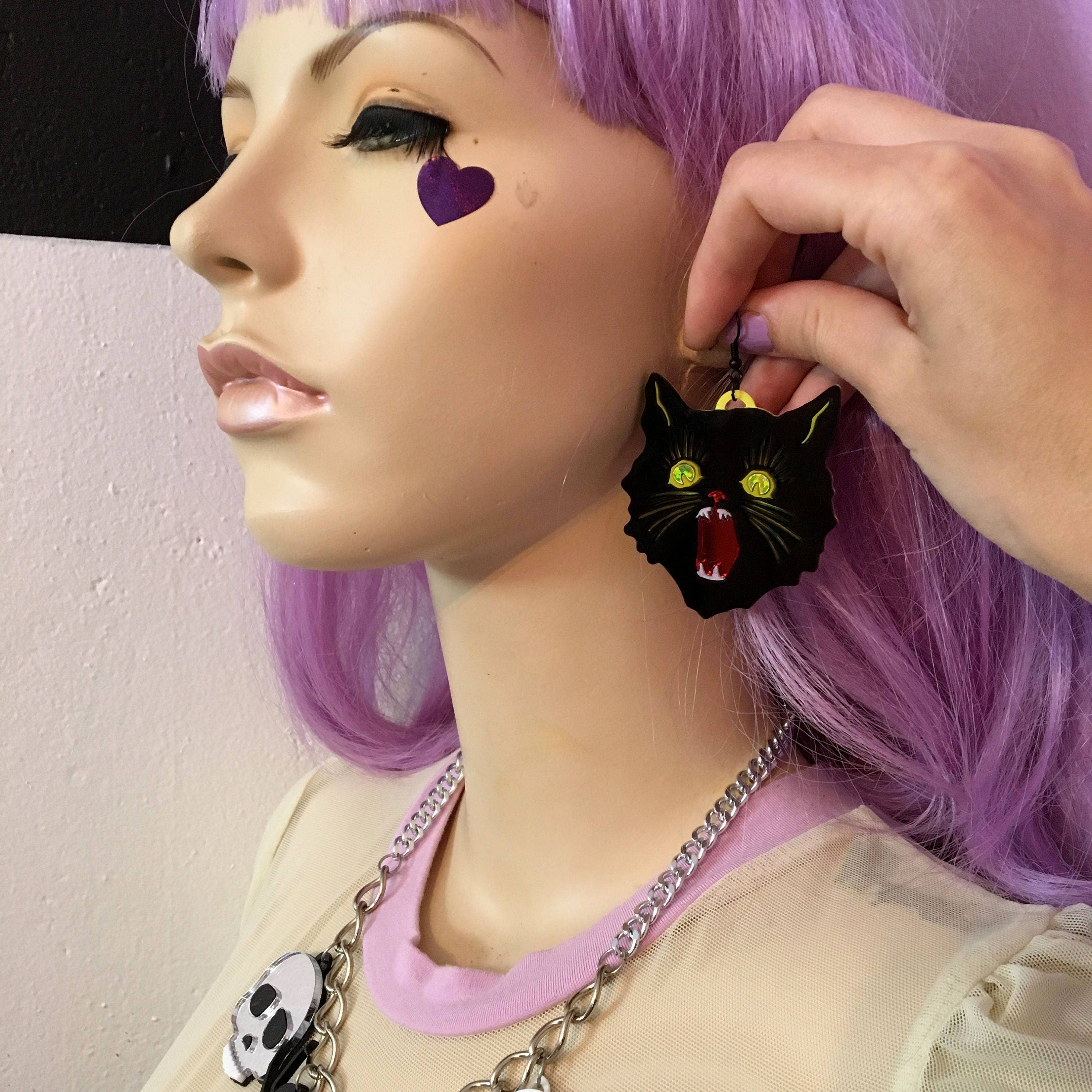 Scaredy Cat Statement Earrings-4