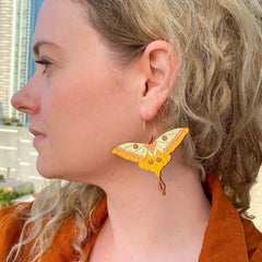 "Molly" 1970's Moth Hoop Earrings