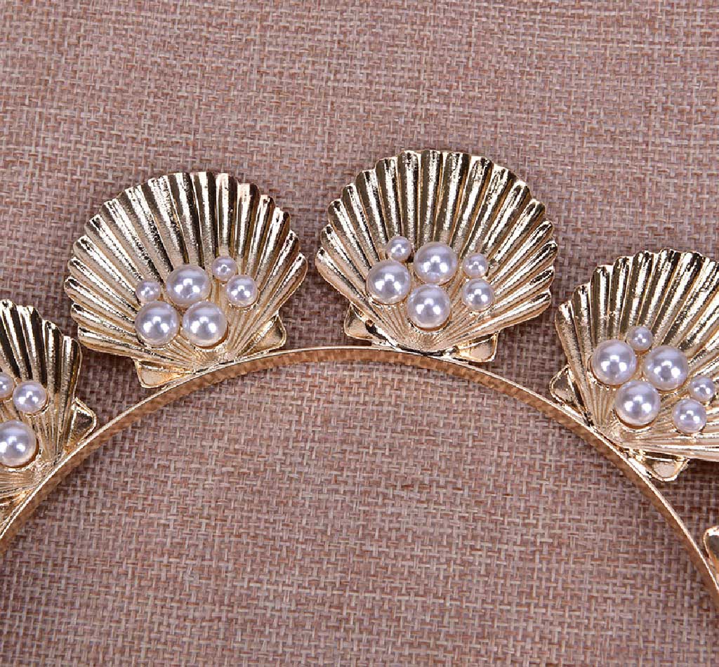 "Shelby" Shells and Pearls Gold-tone Tiara