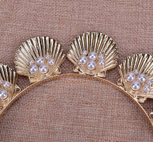 "Shelby" Shells and Pearls Gold-tone Tiara