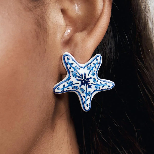 Starfish Stud Earrings in Zinc Alloy and Stainless Steel