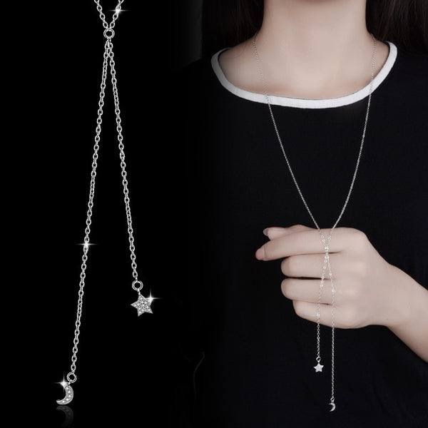 Crescent Moon and Star Chain Necklace