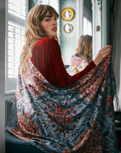 "Fable Folksy Fox" Teal Scarf with Tassels width=100 