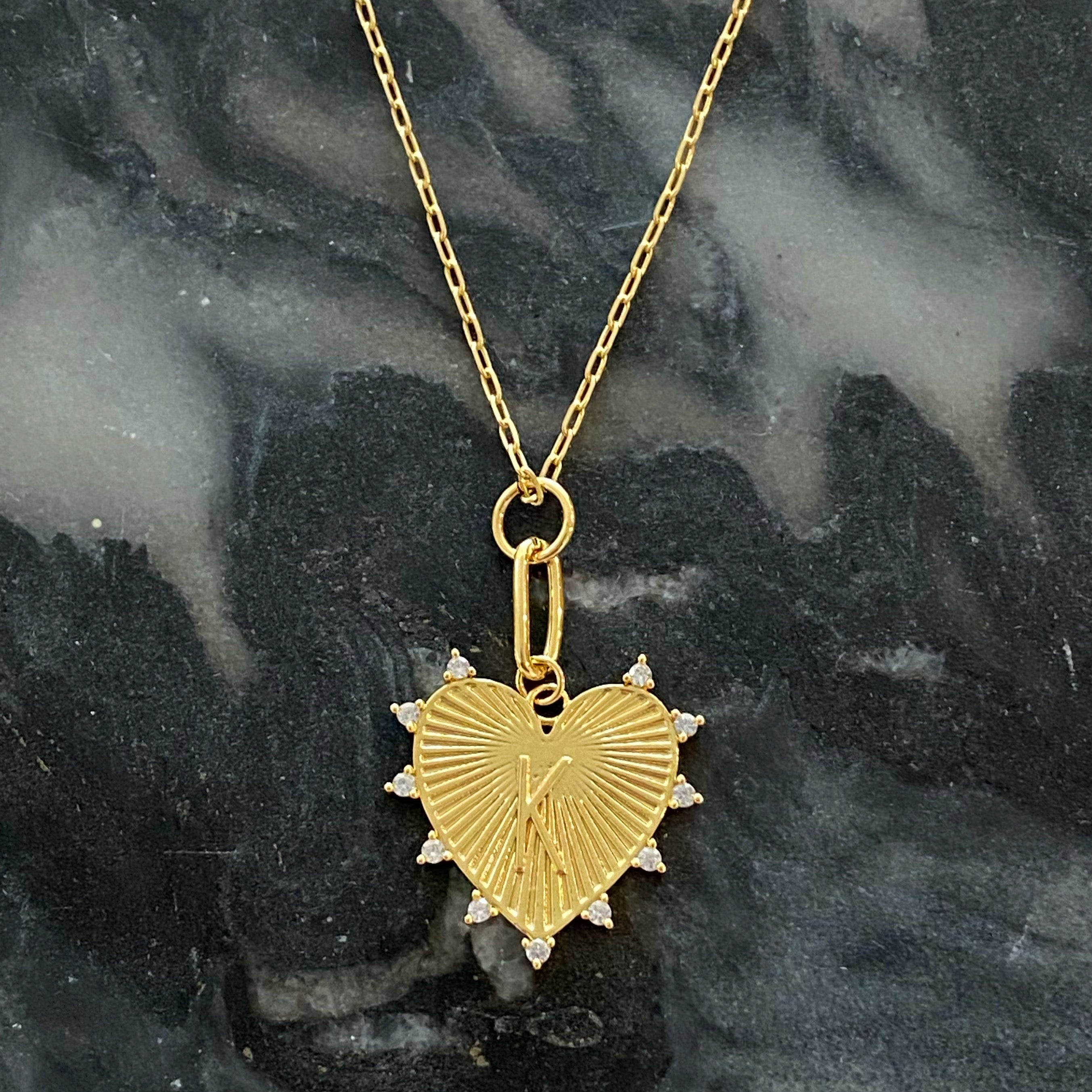 Clip Hanging Initial Heart Necklace-13