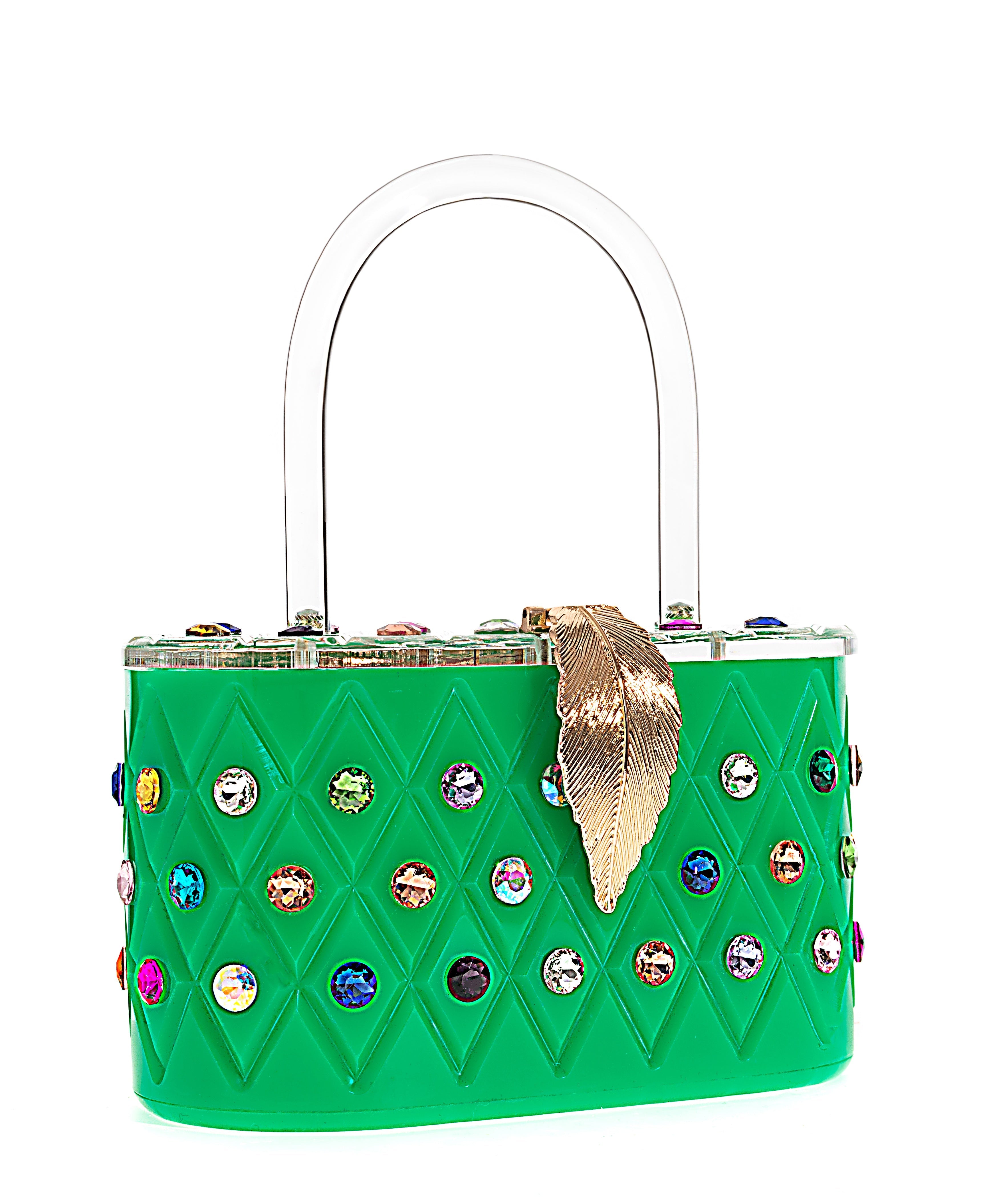 Womens Emerald Rainbow  Top Handle Clutch Bag-2