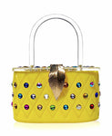 Vintage Lemon Yellow Acrylic Top Handle Clutch Bag-0