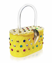 Vintage Lemon Yellow Acrylic Top Handle Clutch Bag-1 width=100 