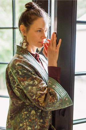 "Love Grows Wild" Fleece Cottage Cardigan Kimono Jacket