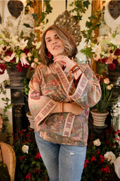 "Courage Dear Heart" Fleece Cottage Cardigan Kimono Jacket width=100 