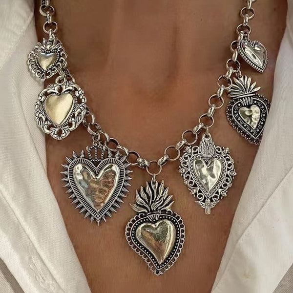 "Tamara" Silvery Hearts Necklace