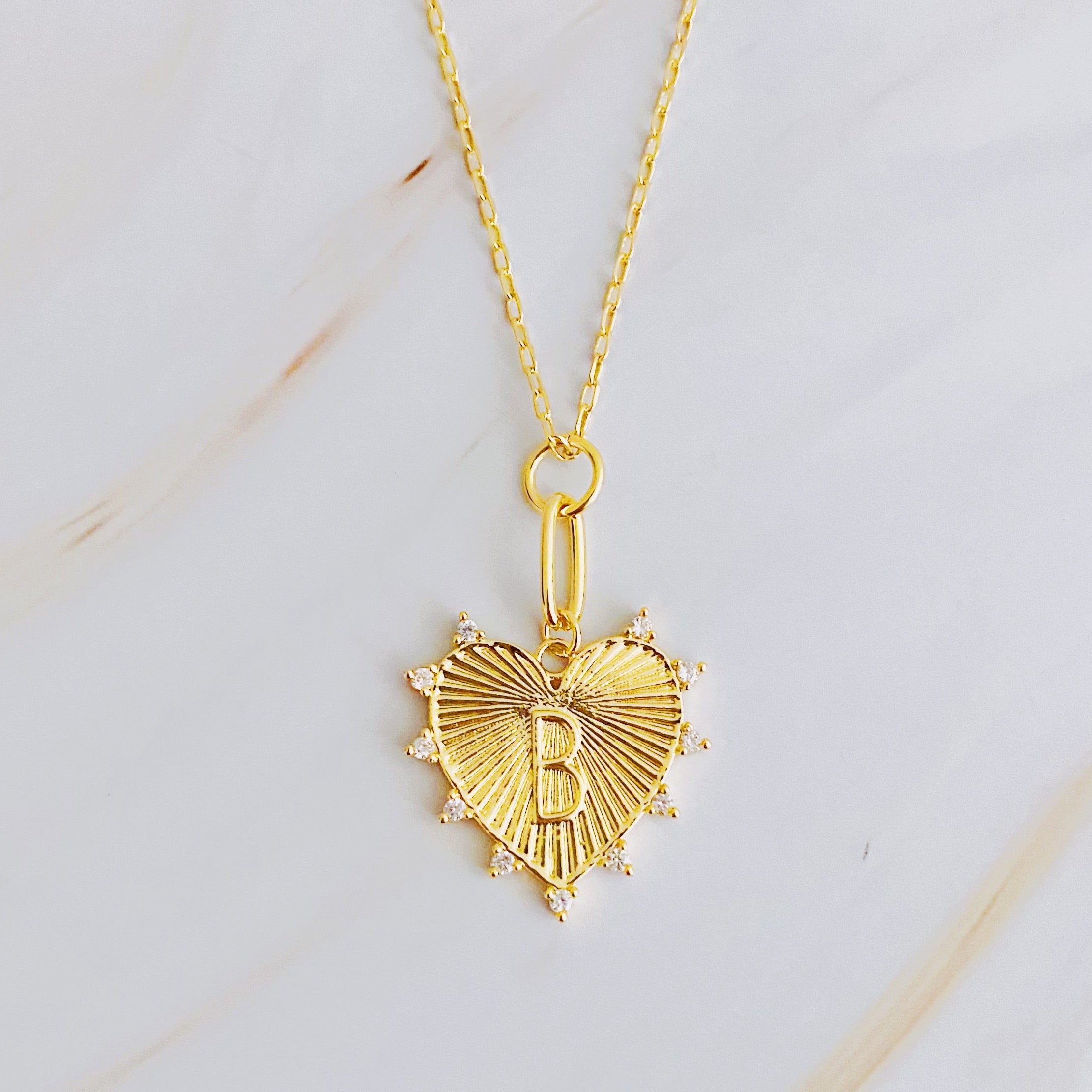 Clip Hanging Initial Heart Necklace-6