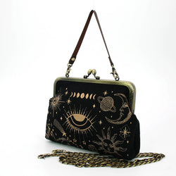 Celestial Kisslock Handbag in Linen Blend Material-1 width=100 