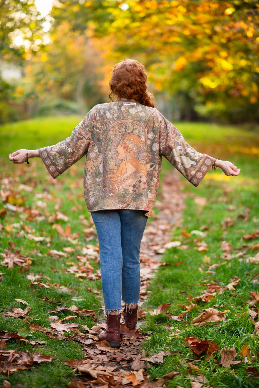 "Dream Weaver" Fleece Cottage Cardigan Kimono Jacket