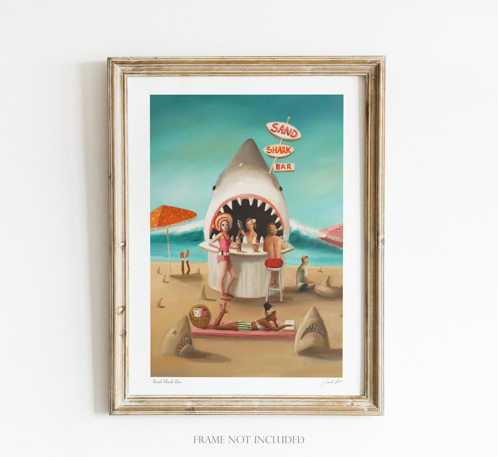 Sand Shark Bar Art Print 8.5"x11" by Janet Hill-0