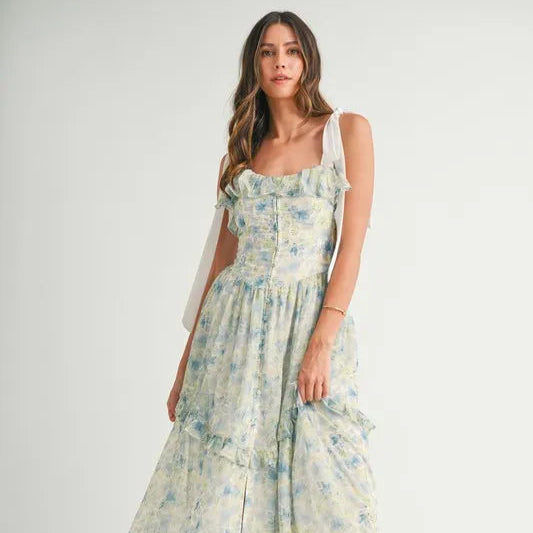 Whispered Blossom Midi Dress