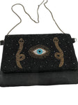 "Lumina" Hand Beaded Snake Bag - Black