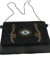 "Lumina" Hand Beaded Snake Bag - Black width=100 