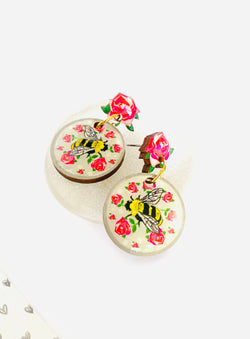 Pretty Bee & Roses Earrings by Rose Rose Parker-1 width=100 