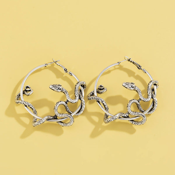 Ancient Gold Serpent Hoops