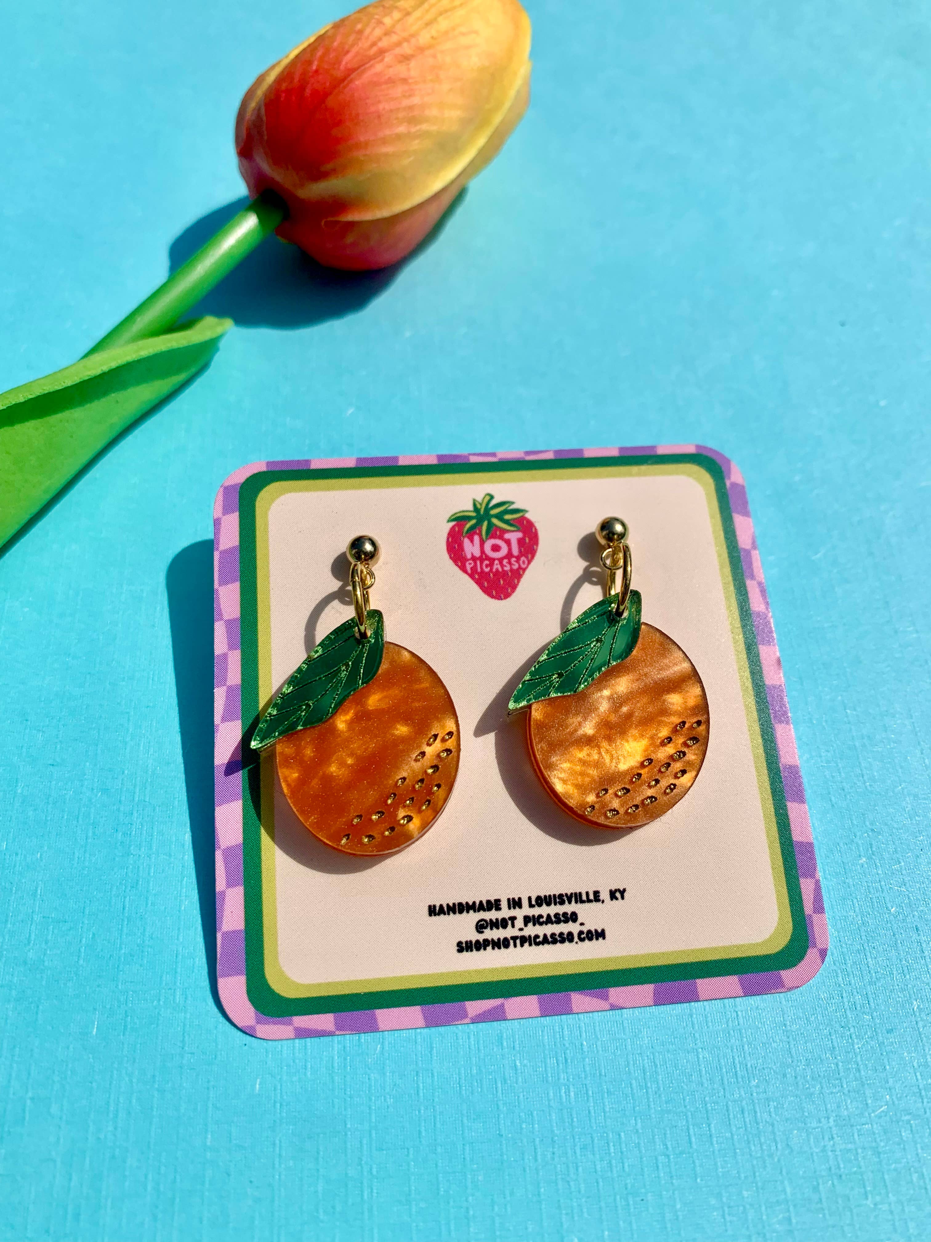 Mini Oranges Acrylic Earrings-2