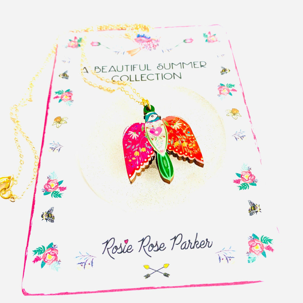 Pretty Bird in Flight Necklace by Rosie Rose Parker-0