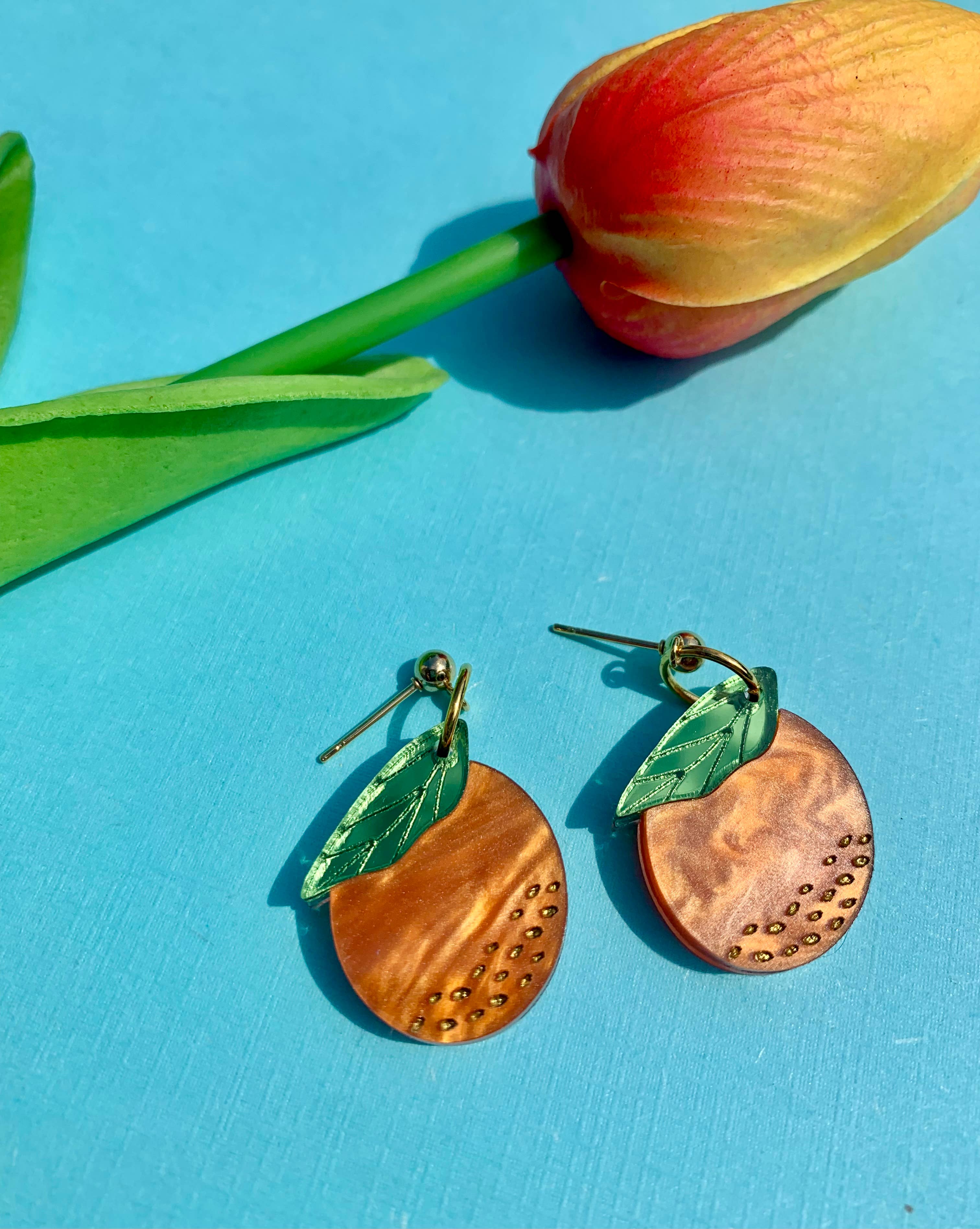 Mini Oranges Acrylic Earrings-1