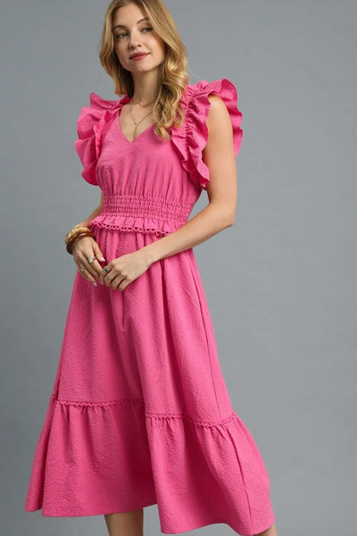 "Lucera" Ruffle Midi Dress
