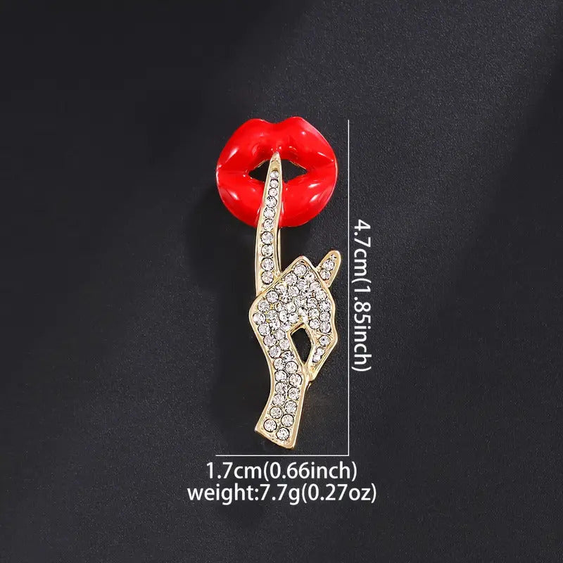 "Victorine" Lips Brooch